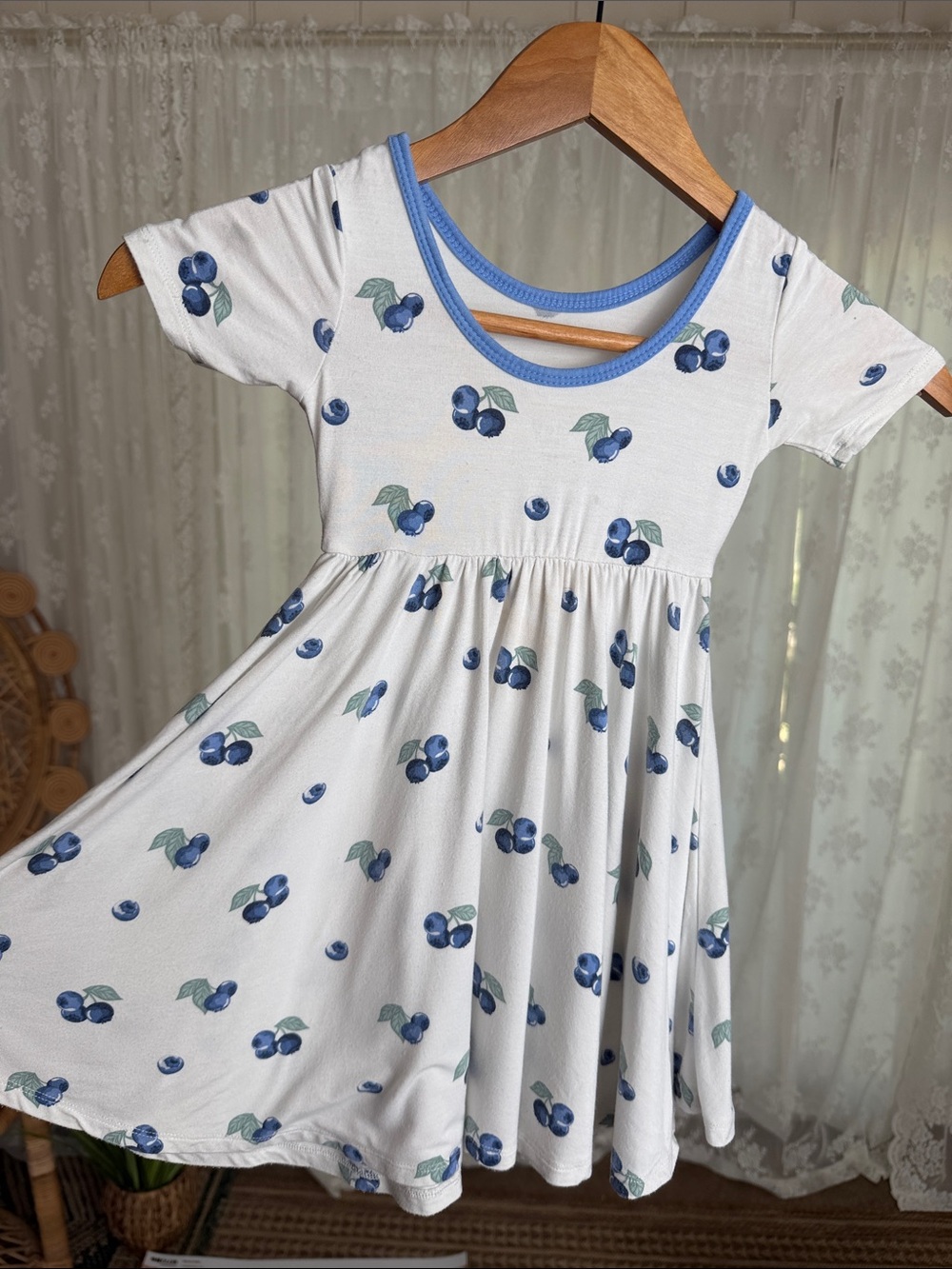 (5for$12) Kyte BABY White Dress with Blueberry Print